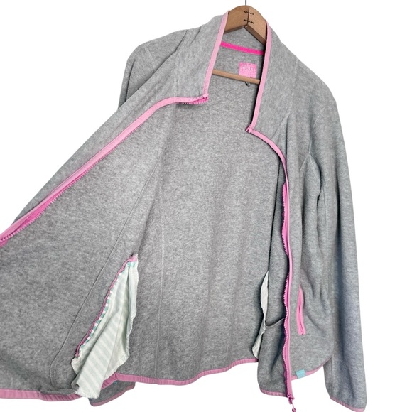 Joules | Gray and Pink Full Zip Fleece Jacket Size 14 - Picture 2 of 13